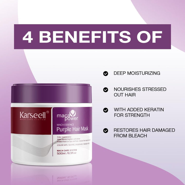 DOKAN KARSEELL Maca Essence Purple Hair Mask for Blonde Hair | Deep Conditioning & Tone Correction Karseell