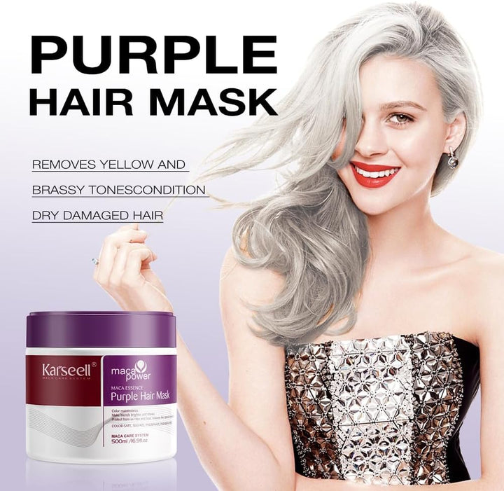 DOKAN KARSEELL Maca Essence Purple Hair Mask for Blonde Hair | Deep Conditioning & Tone Correction Karseell