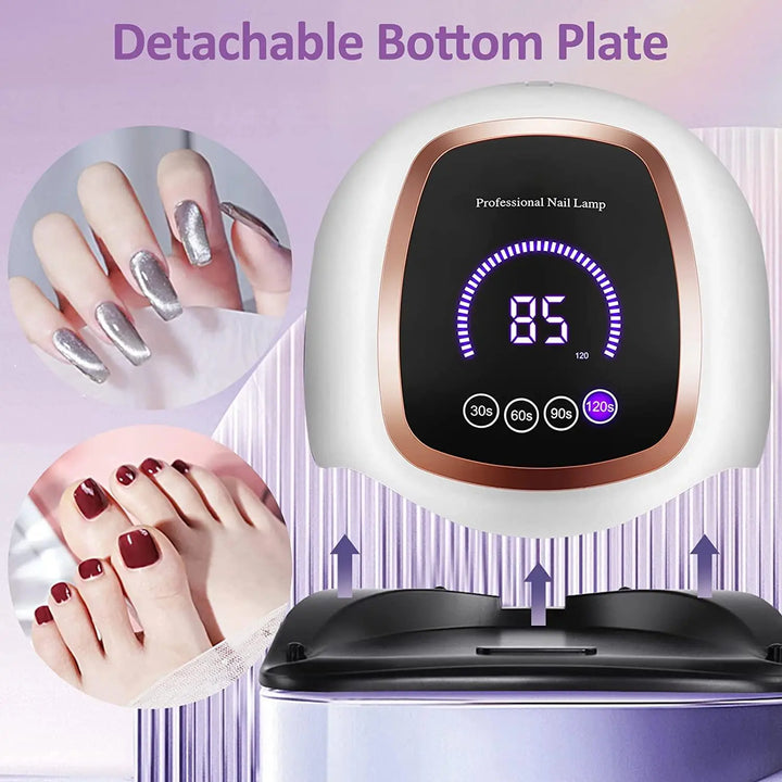 BLUEQUE V3 2 in 1 UV LED Nail Lamp Dryer for Gel Polish 168W with 4 Timer Settings Auto Sensor and LCD Touch Screen for Salon and Home Use - DOKAN