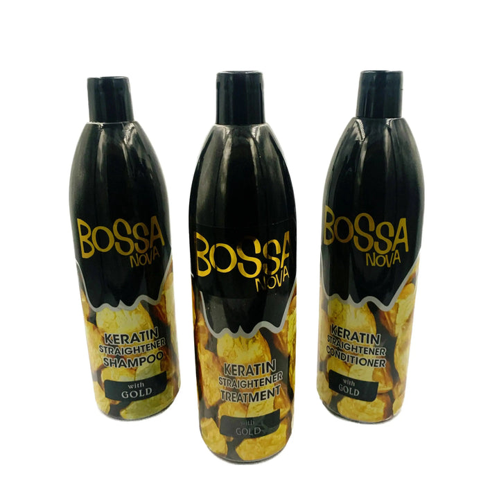 BOSSA NOVA Italian Keratin Straightener With Gold Set 3 x 1000 ML - DOKAN