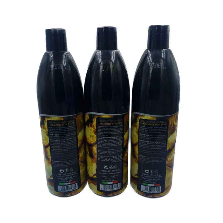 BOSSA NOVA Italian Keratin Straightener With Gold Set 3 x 1000 ML - DOKAN