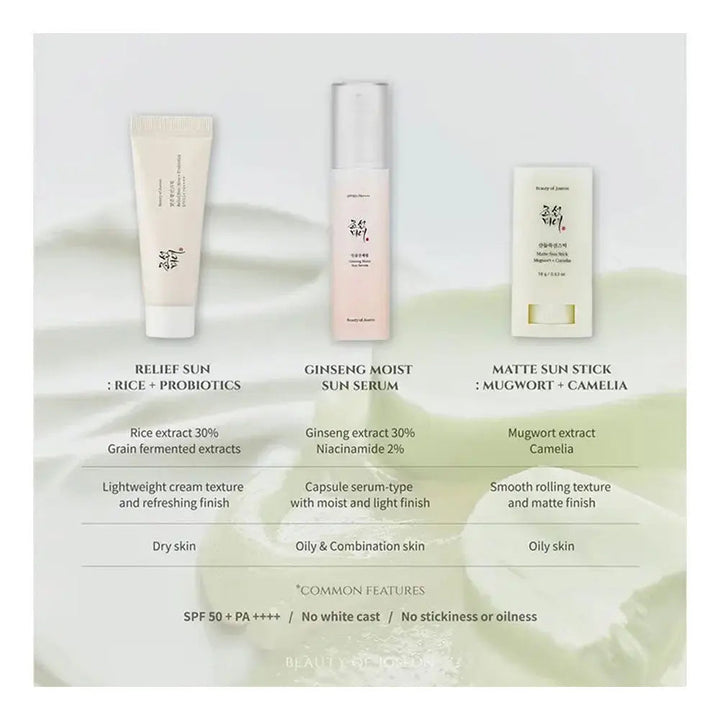 Beauty Of Joseon Perfect Hanbang Sun Trio Relief Sun + Matte Sun Stick + Sun Serum - JOLIE'S