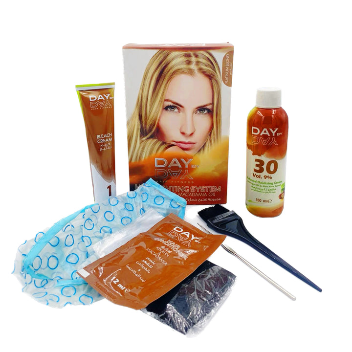 DAY BY DAY Hair Fitness Highlighting System With Keratin & Macadamia Oil Platinum Blond - DOKAN