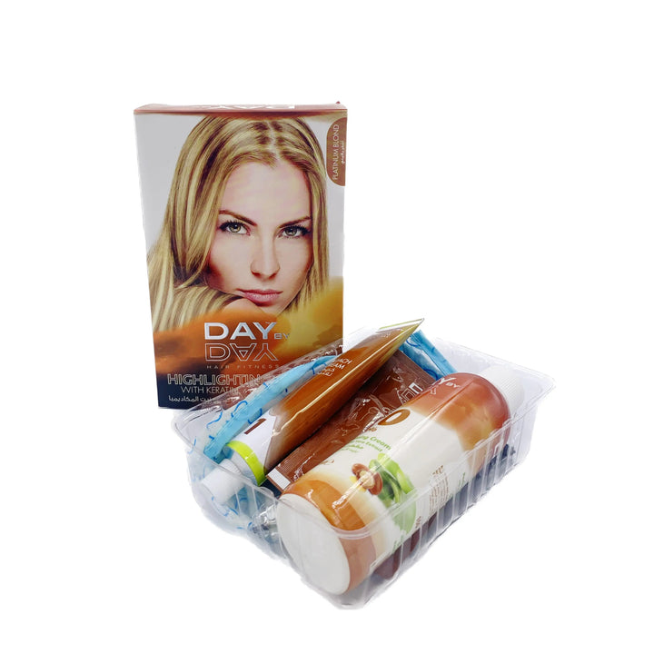 DAY BY DAY Hair Fitness Highlighting System With Keratin & Macadamia Oil Platinum Blond - DOKAN