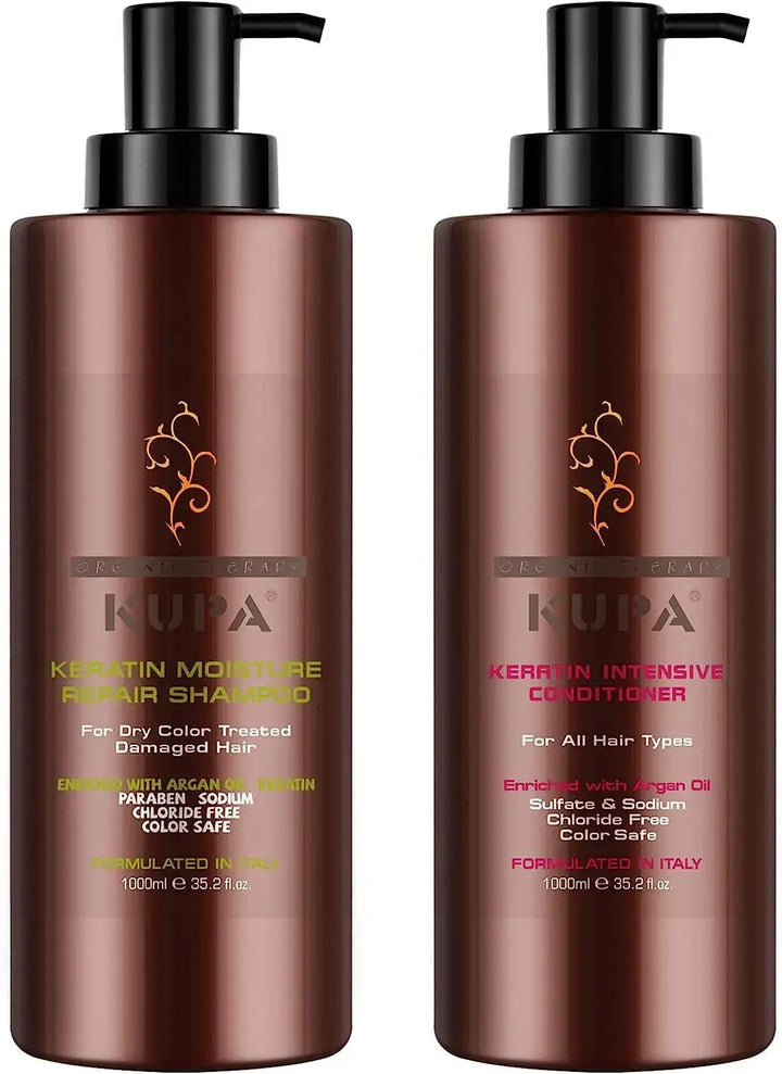 KUPA Keratin Moisture Repair Shampoo , Intensive conditioner & Extra Volume Shampoo Enriched with Argan Oil 1000 ML - DOKAN