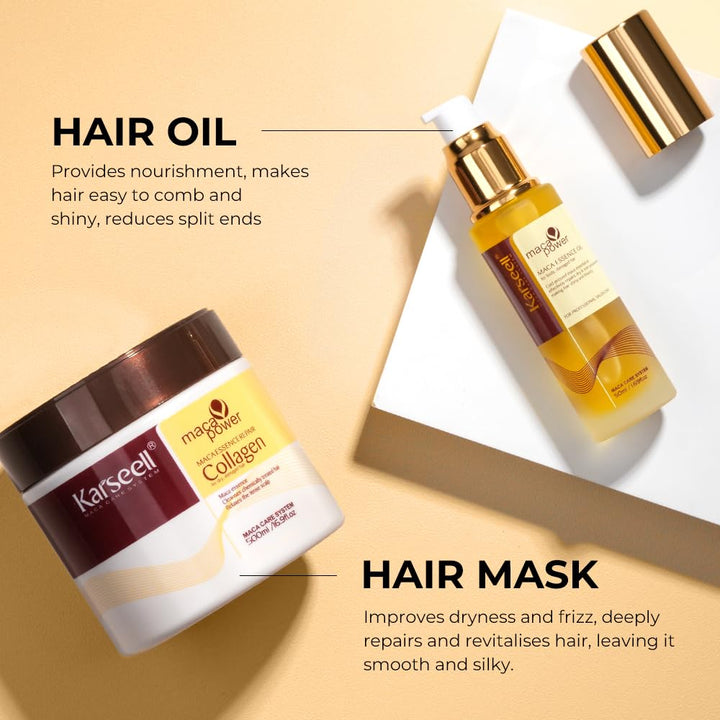 DOKAN KARSEELL Maca Essence Power Collagen Hair Mask 500 ML & Argan Oil 50 ML Repair Set KARSEELL