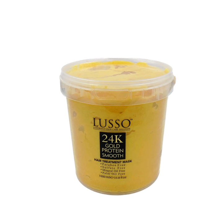 LUSSO 24K Gold Protein Smooth Hair Treatment Mask 1000 ML - DOKAN
