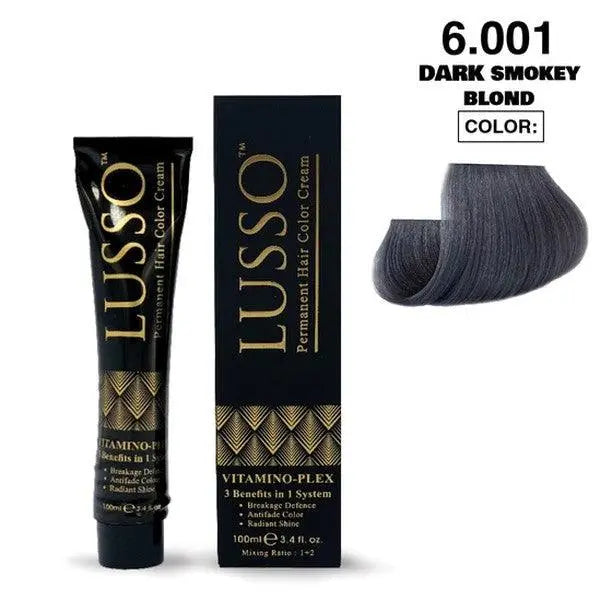 Lusso Permanent Hair Color Cream 100 ML #6.001 Dark Smokey Blond - DOKAN