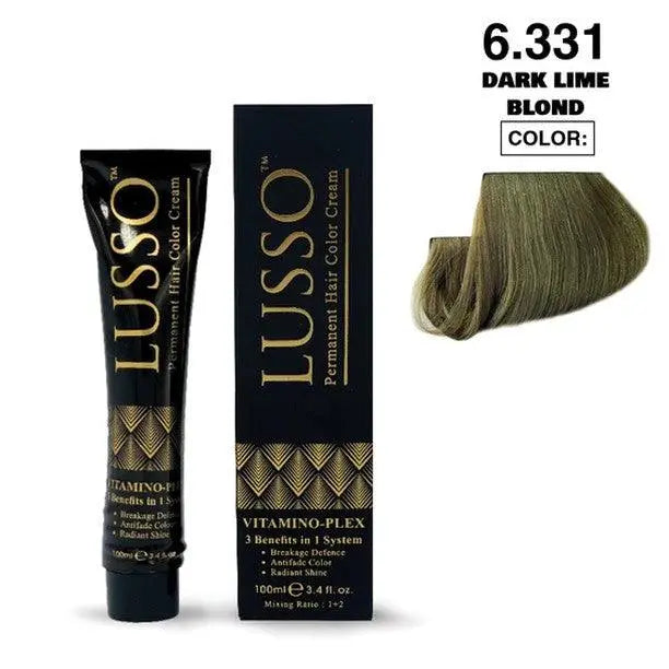 Lusso Permanent Hair Color Cream 100 ML #6.331 Dark Lime Blond - DOKAN
