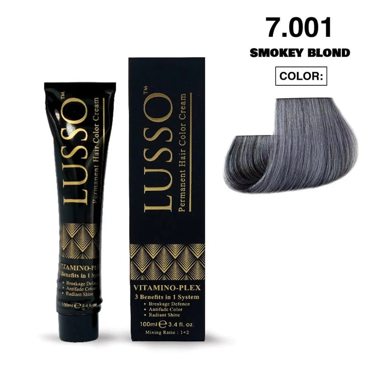 Lusso Permanent Hair Color Cream 100 ML #7.001 Smokey Blond - DOKAN