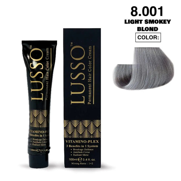 Lusso Permanent Hair Color Cream 100 ML #8.001 Light Smokey Blond - DOKAN