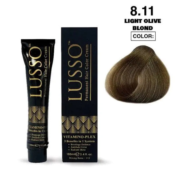 Lusso Permanent Hair Color Cream 100 ML #8.11 Light Olive Blond - DOKAN