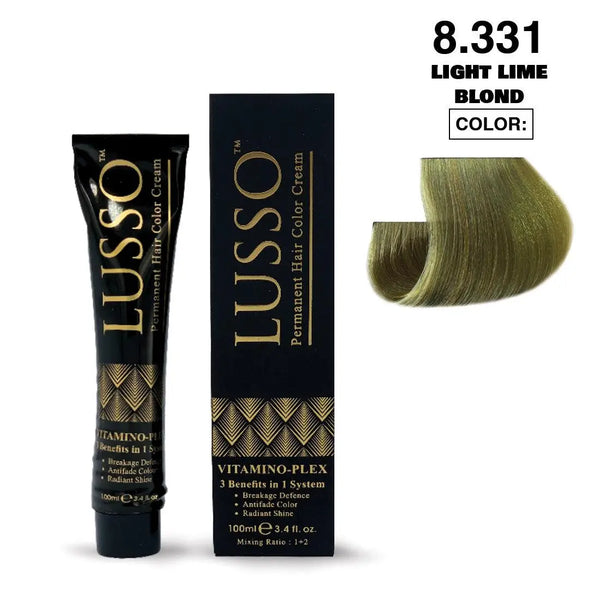 Lusso Permanent Hair Color Cream 100 ML #8.331 Light Lime Blond - DOKAN
