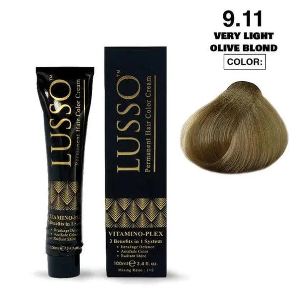 Lusso Permanent Hair Color Cream 100 ML #9.11 Very Light Olive Blond - DOKAN