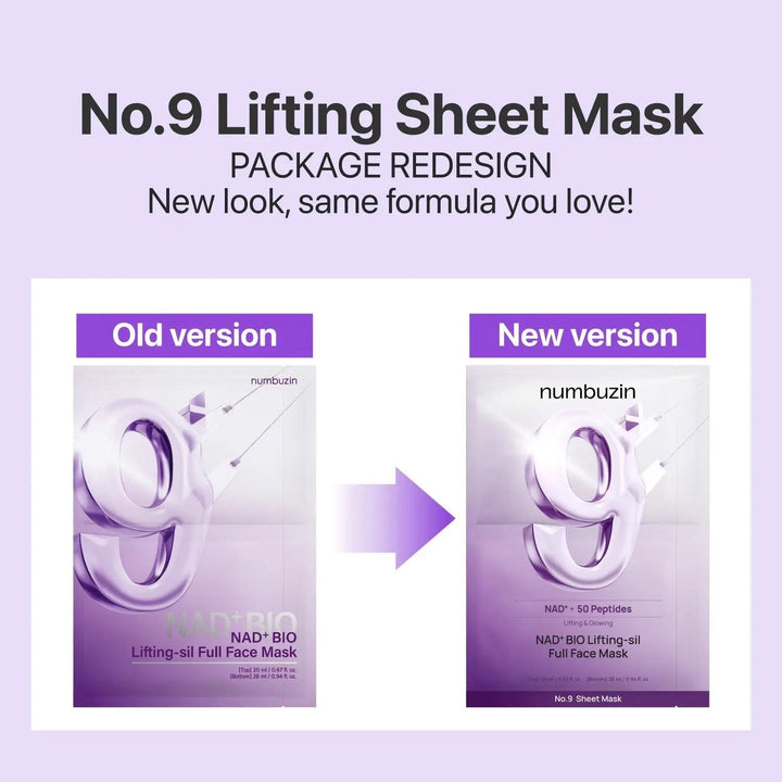 NUMBUZIN No.9 NAD+ BIO Lifting-sil Full Face Mask (4 Sheets + Lifting Band) numbuzin JOLIE'S