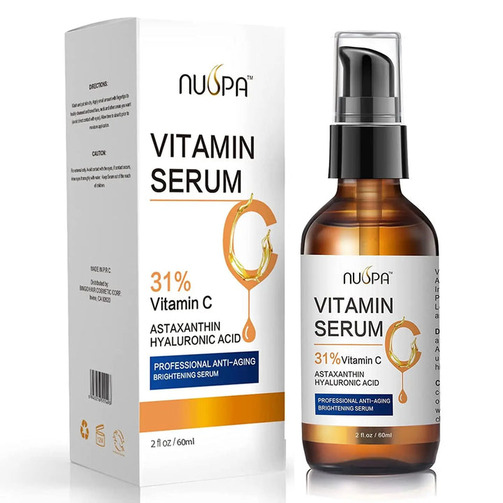 Nuspa Organic Vitamin C Serum for Face 31% Vitamin C Facial Anti Aging Serum Reduces Age Spots , Face Dark Spots, Sun Damage, Skin Brightening with Hyaluronic Acid and Astaxanthin - DOKAN