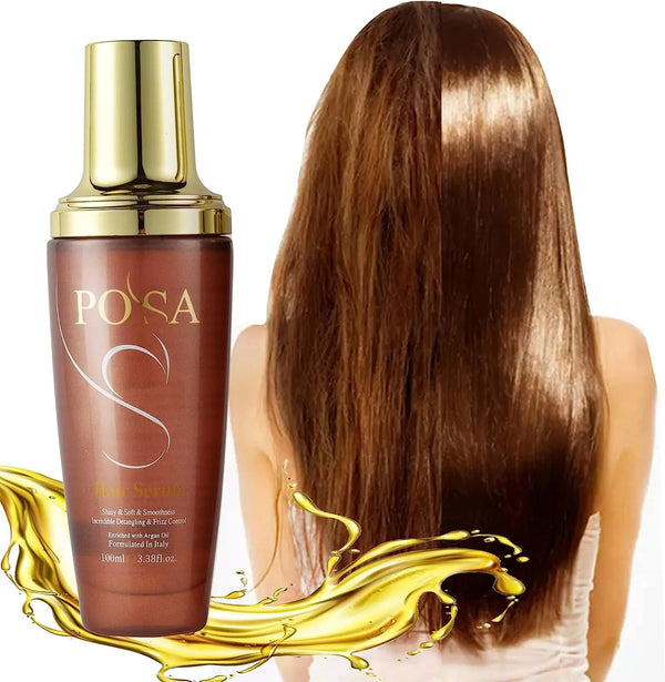 POSA 30 Seconds Rescue Smooth Hair Serum, Intense Moisture Argan Hair Oil for Dry Damaged, Silk Hair Oil,Hydrating Nature Keratin Infused for Curly Hair,Frizzy Daily Deep Moisturizing Hair Treatment Oil - DOKAN