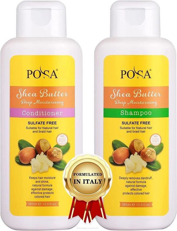 POSA Organic Shea Butter Sulfate Free Shampoo & Conditioner Hair Care Kit - DOKAN