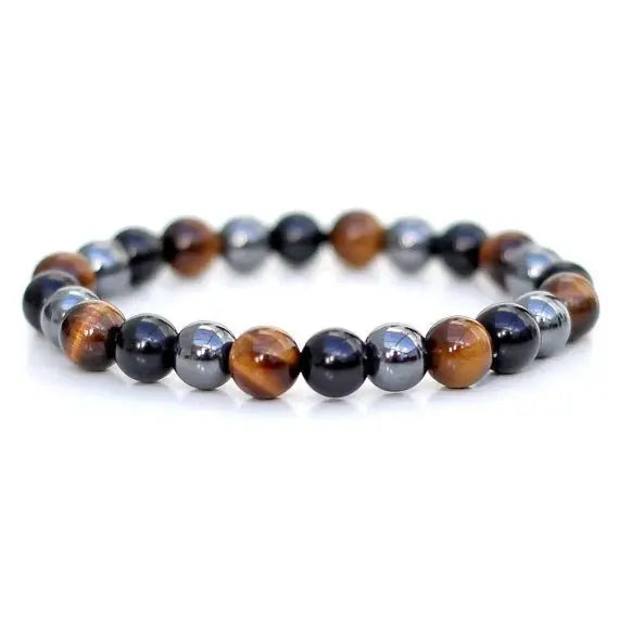 Tiger Eye & Onyx & Hematite Natural Stone handmade Bracelet - DOKAN