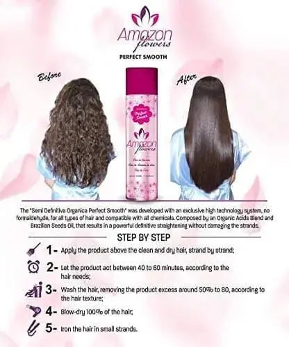 Amazon Flowers Perfect Smooth Brazilian Organic Hair Protein Straightener 1000 ML - DOKAN