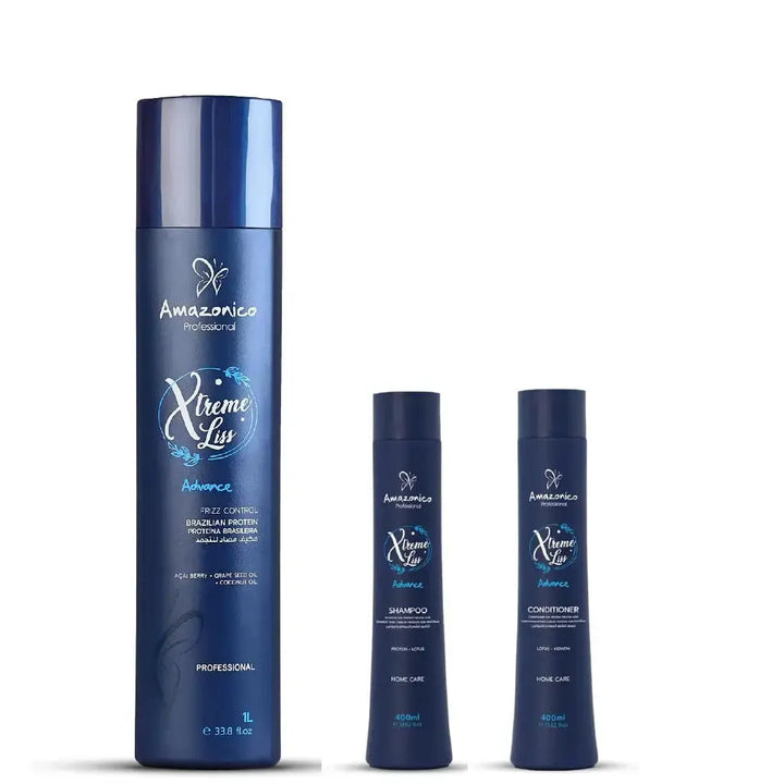 Amazonico Professional Xtreme Liss Advance Brazilian Protein Hair Treatment Set (1L + 2 x 400ml shampoo & Conditioner) AMAZONICO JOLIE'S