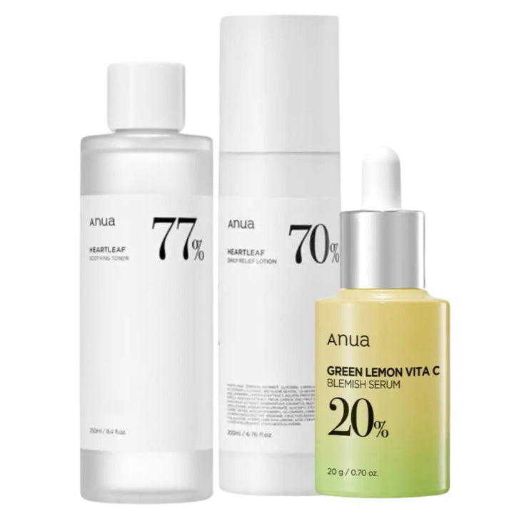 DOKAN ANUA Green Lemon Vita C & Heartleaf 70 Daily Lotion & Heartleaf Soothing Toner Set Anua