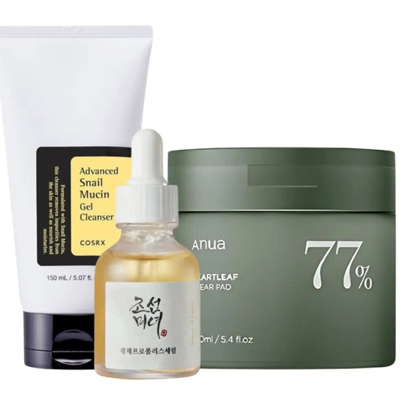 DOKAN Anua Heartleaf Clearpad, BOJ Glow Serum & COSRX Advanced Snail Gel Cleanser Set anua, beauty of joseon & cosrx