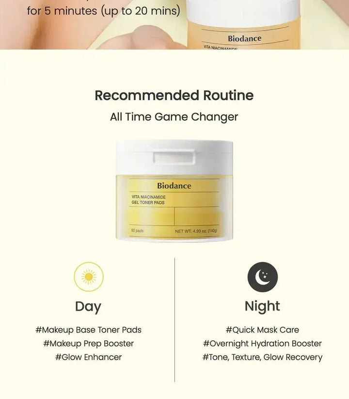 BIODANCE Vita Niacinamide Gel Toner Pads ( 60 pads ) Medicube JOLIE'S