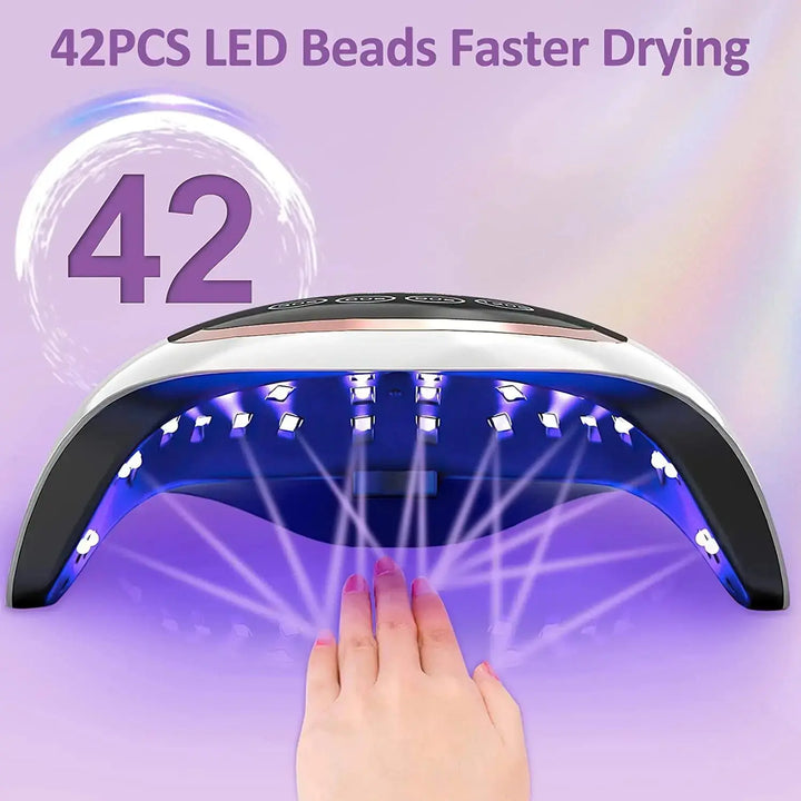 BLUEQUE V3 2 in 1 UV LED Nail Lamp Dryer for Gel Polish 168W with 4 Timer Settings Auto Sensor and LCD Touch Screen for Salon and Home Use - DOKAN
