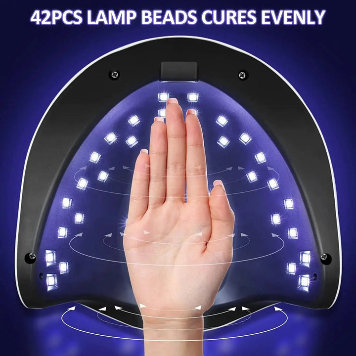 BLUEQUE V3 2 in 1 UV LED Nail Lamp Dryer for Gel Polish 168W with 4 Timer Settings Auto Sensor and LCD Touch Screen for Salon and Home Use - DOKAN