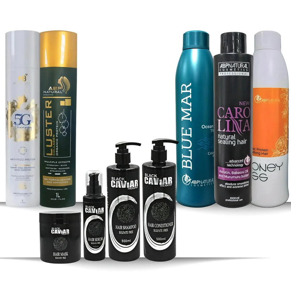 Brazilian Hair Treatment Protein 1000 ML + BLACK CAVIAR THERAPY Sulfate Free Hair Care Kit 4 Pcs JOLIE'S JOLIE'S