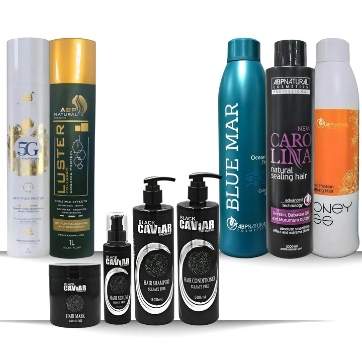 Brazilian Hair Treatment Protein 1000 ML + BLACK CAVIAR THERAPY Sulfate Free Hair Care Kit 4 Pcs JOLIE'S JOLIE'S