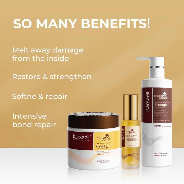 KARSEELL Maca Essence Moisturizing Repair Set – Shampoo + Essence Oil + Collagen Hair Mask KARSEELL JOLIE'S