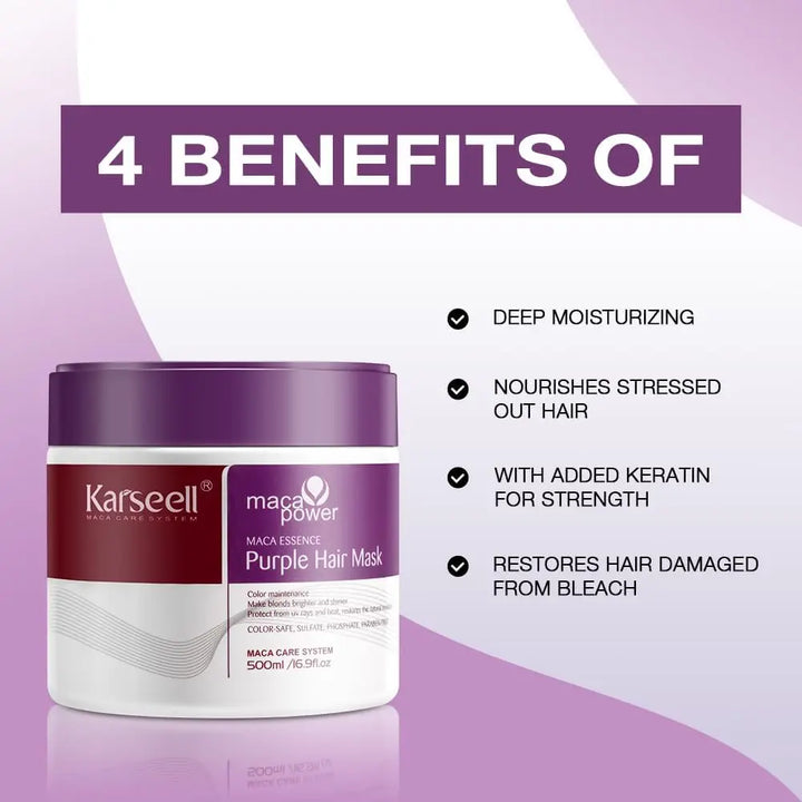 DOKAN KARSEELL Maca Essence Purple Hair Mask for Blonde Hair | Deep Conditioning & Tone Correction Karseell