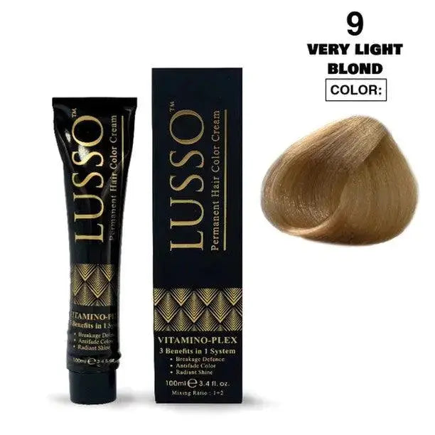 Lusso Permanent Hair Color Cream 100 ML #9 Very Light Blond - DOKAN