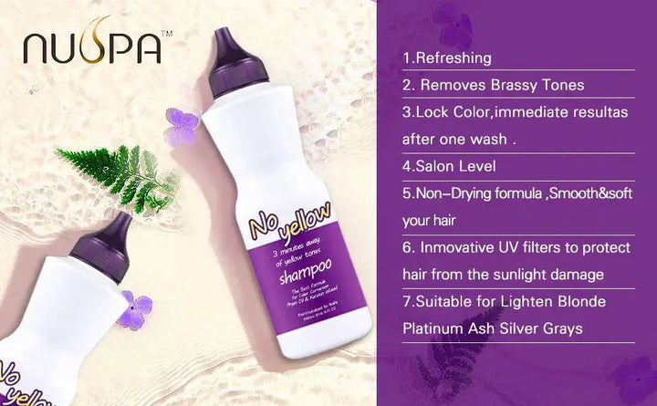 NUSPA 3 Minutes Purple No Yellow Shampoo Moisturizing Shimmer Correction Sulfate Free Argan Oil Keratin Protein Infused for Color Correction 500 ML - DOKAN
