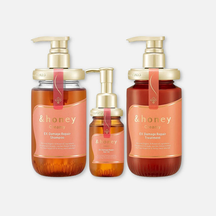 DOKAN & Honey Creamy EX Damage Repair Shampoo, Treatment & Hair Oil Set & Honey