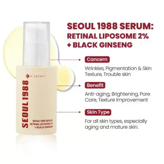 KSECRET SEOUL 1988 Serum: Retinal Liposome 2% + Black Ginseng (30ml) KSECRET SEOUL 1988 JOLIE'S